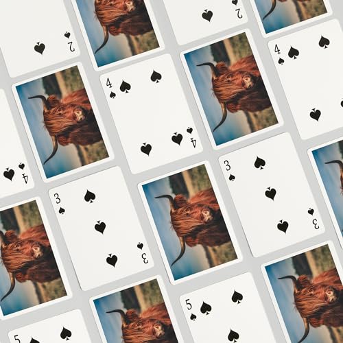 Baraja de 52 cartas tamaño póker con retrato vaca de las tierras altas miniatura 4