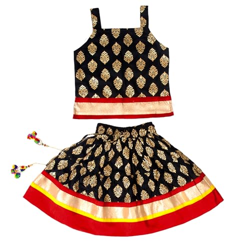 Chandrakala Kids Lehenga Choli Set for Girls Black,6-18 Months (KL118BLA1)