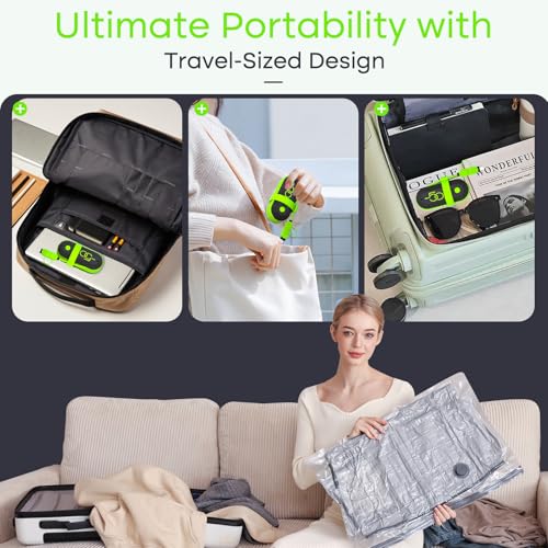 Vacbird 9 Pack Travel Vacuum Storage Bags with USB Electric Pump, Carry-on Size Space Saver Bags for Clothes and Clothing Travel，Compression Packing for Luggage and Suitcase by Vacbird - Used condition - Image 7