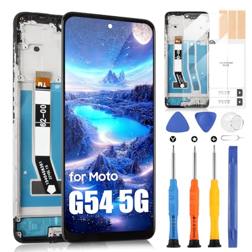 6.5" LCD Schermo per Motorola Moto G54​ LCD Display per Moto G54 5G XT2343 Display Touch Screen Digitizer Ricambio Assembly + Riparazione Kit (Nero con Cornice)