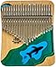 Yusound Kalimba Thumb Piano 21 Keys, Unique Deep Sea Blue Whale Design - Portable Mbira Finger Piano Made of Beech Wood