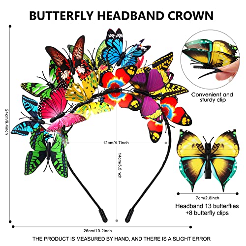 M&C Music Color Butterfly Fascinator Hat Monarch Derby Headband Butterfly Headband For Women Halloween Tea Party Costume Headpiece (A-Colorful) #TOP1