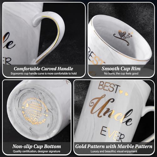 ALBISS Best Uncle Birthday Gifts from Nephew Niece, Uncles Christmas Gifts - Funny Uncle Mug Printed with Gold, Fathers Day Presents for Uncles, 14Oz Grey Ceramic Coffee Cup, Nice Gift Boxed - Image 2