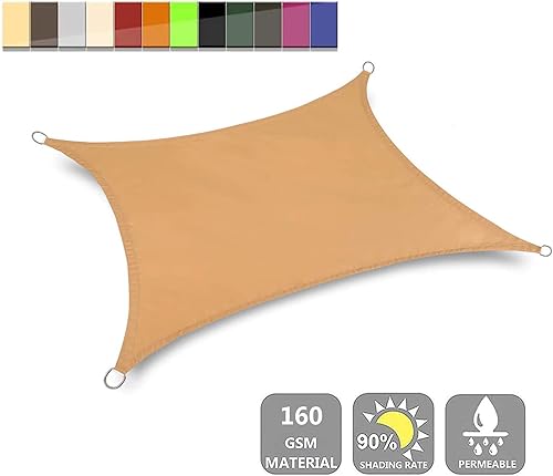 Miniatura 2 de Vela de sombra rectangular de 9 x 18 pies, toldo vela impermeable protección solar rayos UV para jardín, patio, terraza, balcón, exteriores, vela