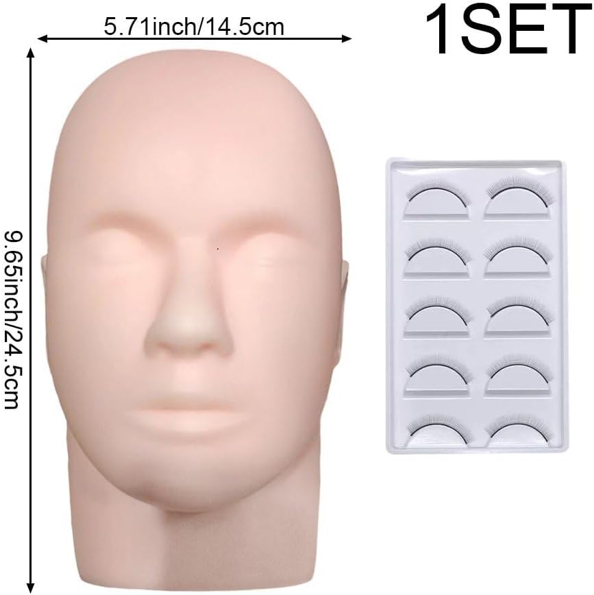 Mannequin Head with Eye Lashes, Makeup Practice Model Fake Mannequin Head Practicing Lashes Extensions Supplies