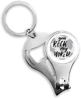You Rock My World Quote Style Nail Nipper Ring Chaveiro Abridor de Garrafas Cortador