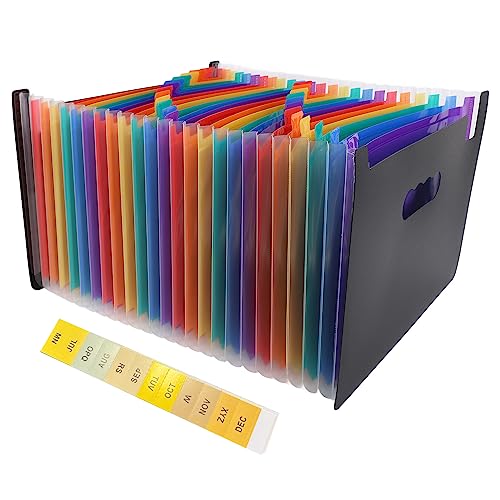 Septpenta Accordian File Organizer, 24 Pockets Large Capacity Expanding File Folders, Portable Monthly Bill Receipt Organizer, Categorized Storage for Office, School, Business and Home Use