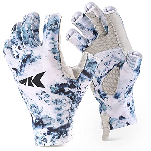 KastKing La Sal Fishing Gloves UPF50+ Sun Gloves UV Protection Fingerless Gloves Men Women for Outdoor, Kayaking, Rowing, Paddling, Canoeing, Hunting