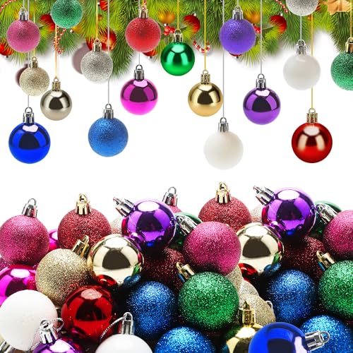 absolove 64 Stück Weihnachtskugeln Bunt 4CM, 8 Farben Klein...