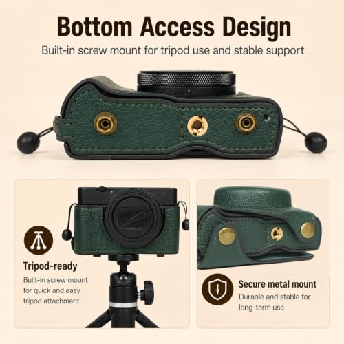 Funda de cuero para cámara Sony RX100 serie, color verde miniatura 2