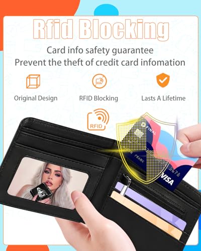 Bistup Boys Wallet Cute Leather Bifold Wallet for Men Women Cartoon Anime Cool Design Credit Card Cash Id Holder Rfid Blocking Black White Girl Bi Fold Small Wallets With Coin Pocket Slim Teens Youth3