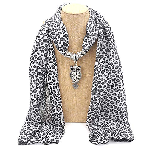 Fashion Women Long Chiffon Leopard Lady Scarf Necklace Pendant Jewelry Scarf3