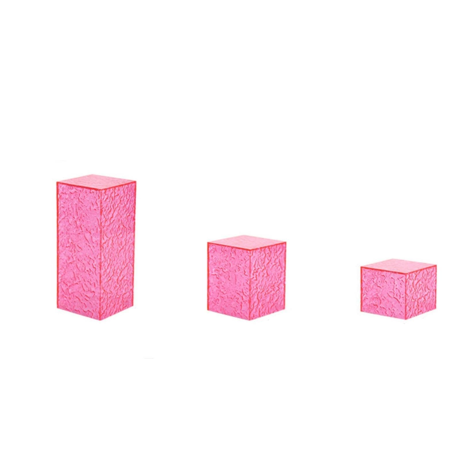 Dessert Display Pedestal Acrylic Buffet Table Elevators Textured Tabletop Food Riser for Caterers, Event Planners, Weddings, Afternoon Tea Water Cube Rose Red-image-40