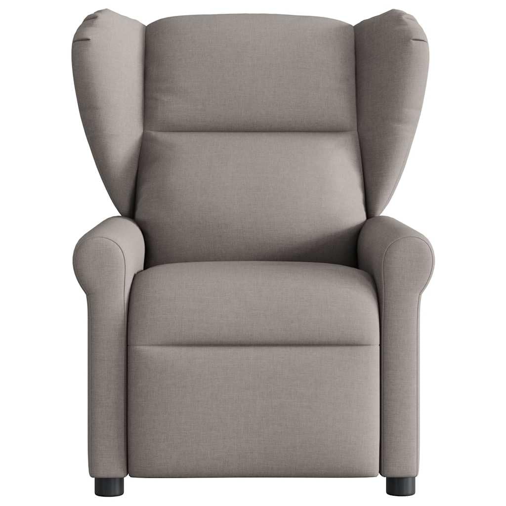 Fotel relaksacyjny z tkaniny taupe, regulowany ręcznie, nachylenie 135°, maksymalne obciążenie 110 kg, wygodny fotel wypoczynkowy, do salonu, sypialni, fotela do czytania