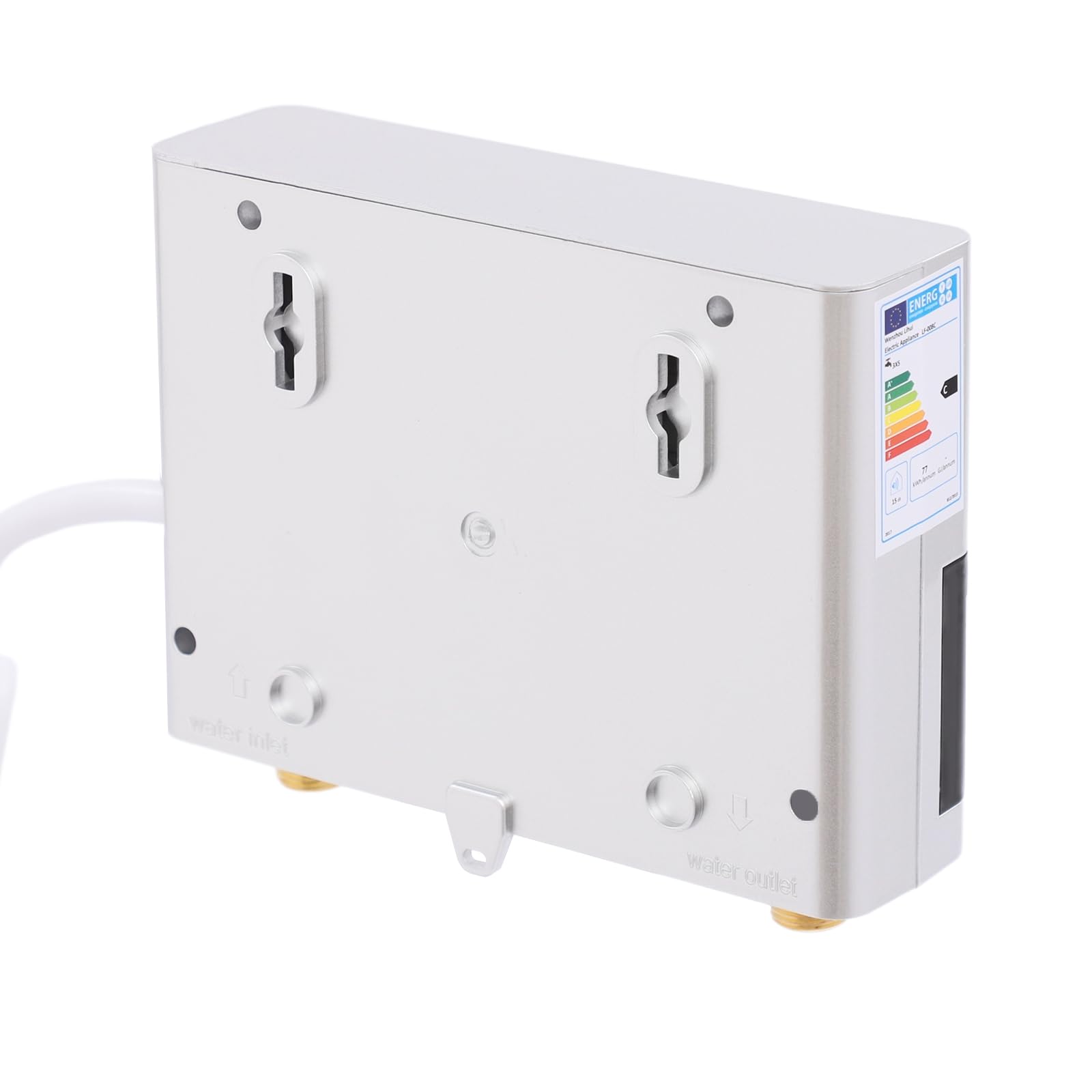 Elektronischer Durchlauferhitzer 6000W: Fernbedienung, 30-50°C Präzisionsregelung + IPX4 - Kompakt für Mietküchen & Gästeduschen, 220V (Silber)