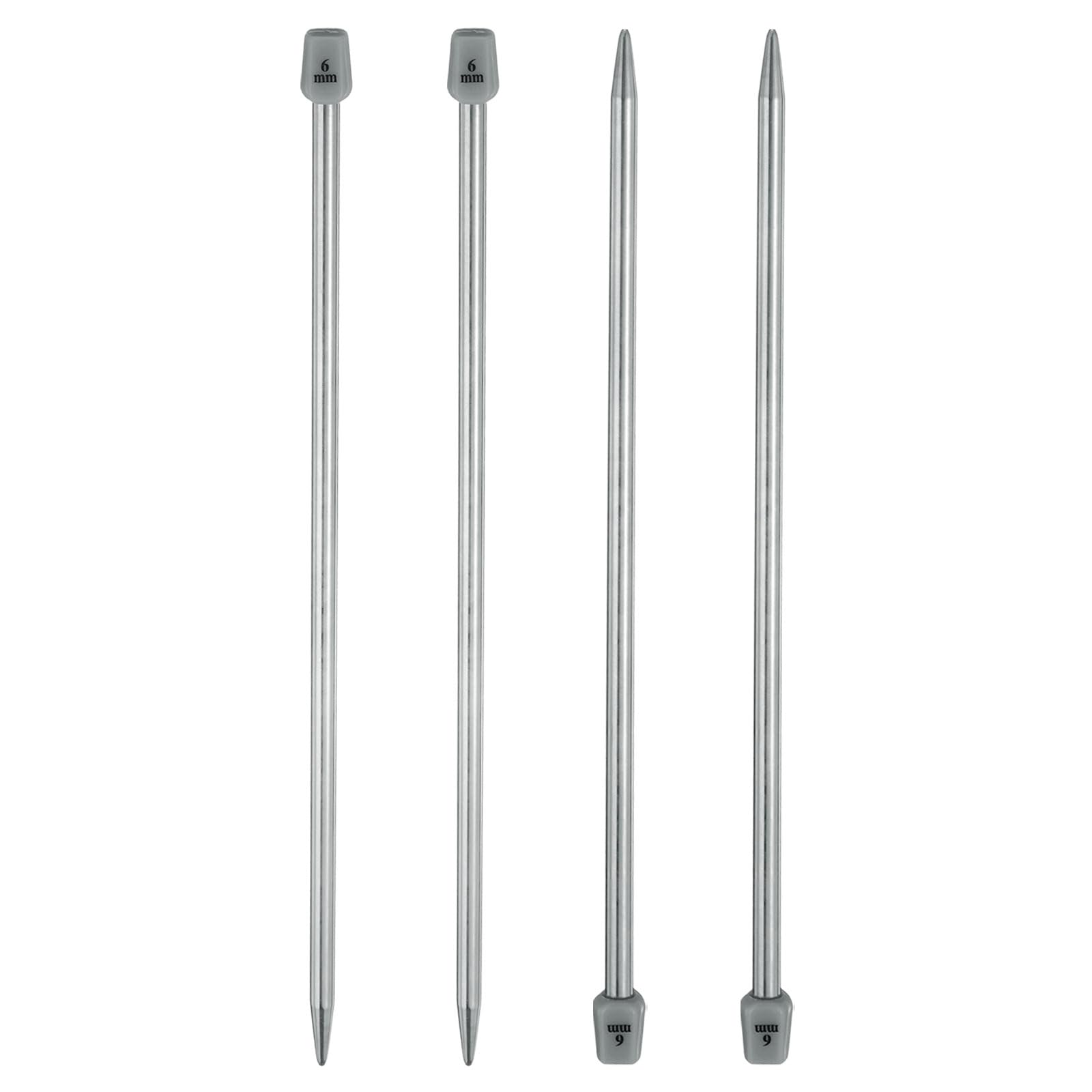 sourcing map 4Pcs 6mm(J) Single Pointed Knitting Needles Stainless Steel 9.84 Inches Length Metal Weaving Tool for Handmade Projects DIY Knitting
