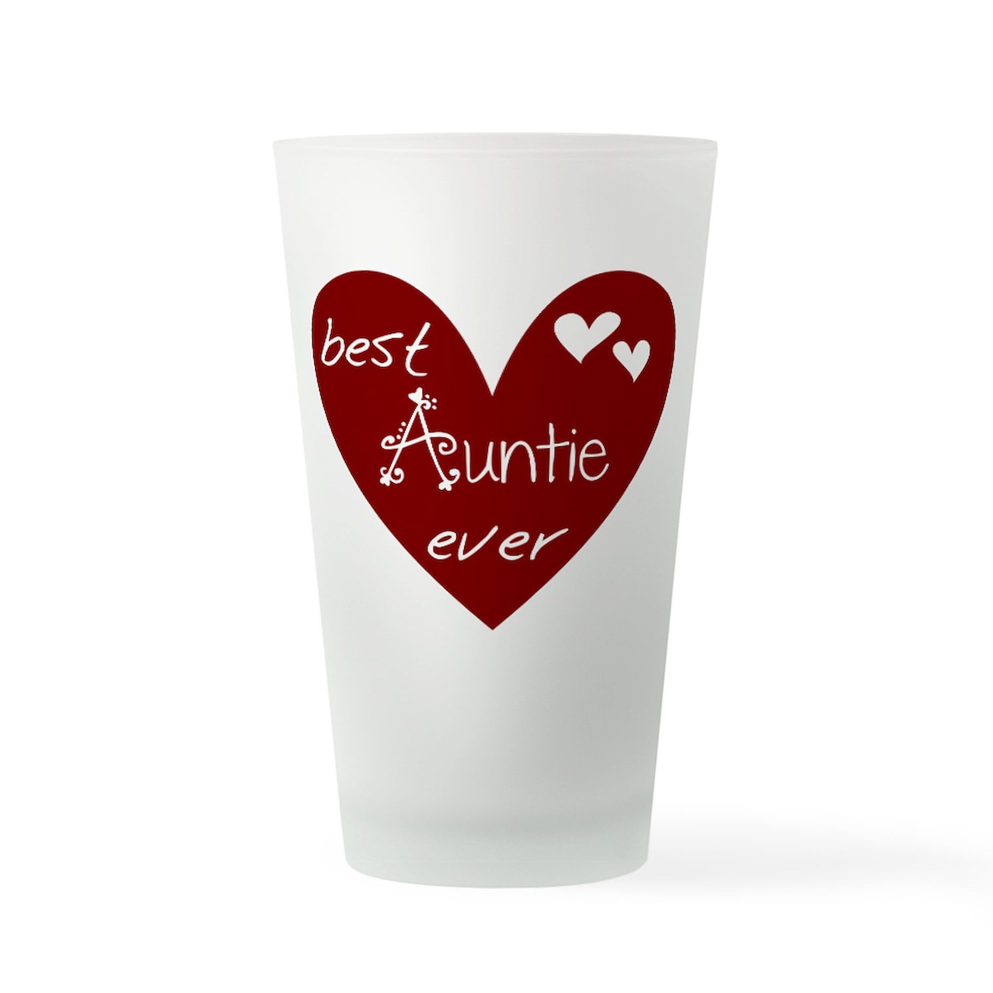 CafePress Red Heart Best Auntie Ever Pint Glass, 16 oz. Drinking Glass