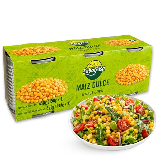 Maiz dulce extra, Maiz en lata, Sweet corn, sin aditivos ni conservantes, Ideal para enriquecer ensaladas o servir como guarnición, Peso neto 300 g, Peso escurrido 285 g, Contiene Pack de 3 unidades
