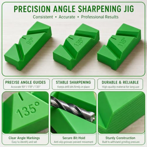 9PCS Drill Bit Sharpening Jig, Professional Tool Maintenance Kit with Three Angle Options, Workshop Drill Bit Restoration for Woodworking Projects by Huwndko - Used condition - Image 3