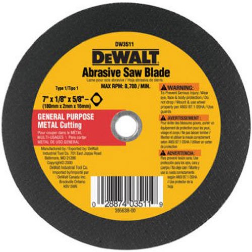 DEWALT DW3511 7-Inch X 1/8-Inch Metal Abrasive Blade,Black
