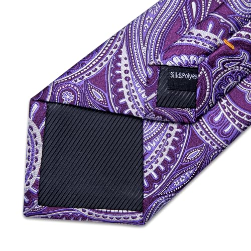 Image of DiBanGu Extra Long Tie for Men 63 inch XL Silk Necktie Set | Pocket Square and Cufflinks, Big and Tall, Jacquard Woven, Gift Box, Paisley /Plaid /Solid /Striped, for Weddinng Party Business