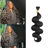 Human Braiding Hair Body Wave Bulk Human Hair for Braiding No Weft 1 Bundle 100g 10A Brazilian Curly Human Hair Extensions for Boho Braids Body Wave Human Hair Braiding Hair 28 Inch