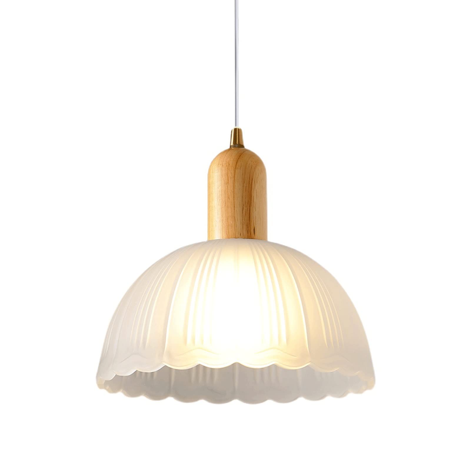 Vfdaswqq One Color Lamp, Lamp Retro Farmhouse Rustic Wood Chandelier Adjustable With Glass