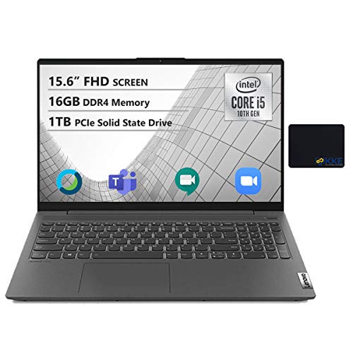 Lenovo IdeaPad 5 Laptop, 15.6 FHD IPS Touchscreen, 10th Gen Core i5-1035G1, 16GB RAM, 1TB PCIe Solid State Drive, Online Class Ready, Camera, WiFi, Bluetooth, Backlit Keyboard, FP Reader, Windows 10