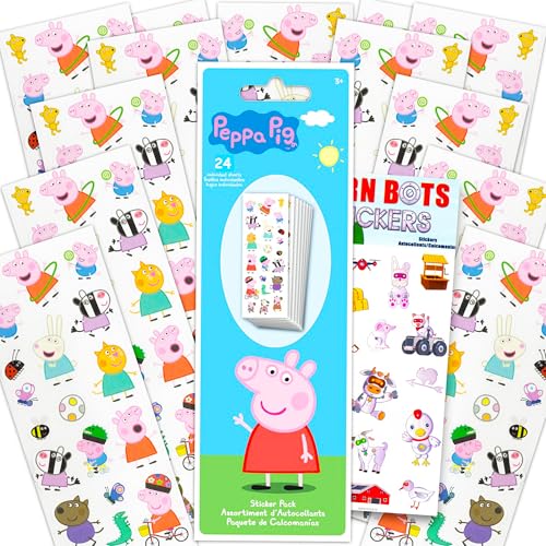 Bulk Peppa Pig Sticker Party Favors Set - Bundle with 24 Sheets Over 500 Stickers Total for Kids Boys Girls | Peppa Pig Birthday Party Supplies Pack