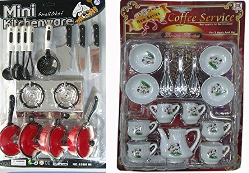 S S TRADERS36 Pieces Kitchen And Cup Set Of 2 Black And White