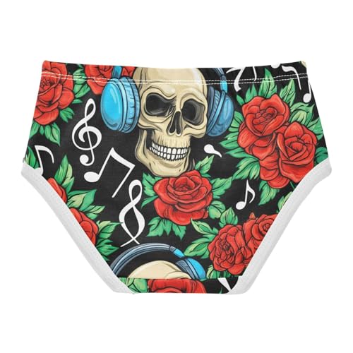 Cartoon Skulls Red Roses Cute Panties Girl Girls Underwear Toddler Cotton Cartoon Briefs Kids Undies 2t2