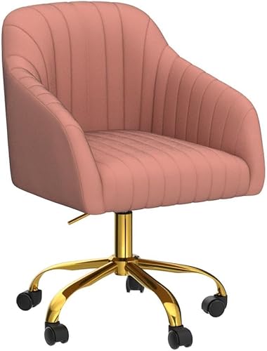 Miniatura 11 de TINA'S HOME Silla de escritorio de terciopelo para oficina en casa con base dorada, moderna y bonita silla de trabajo para computadora, ruedas Color