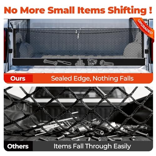 Image of 3-Layer Cargo Net for Honda Ridgeline 2017-2026, Zoned Storage Cargo Nets | Truck Bed Net with Integrated Zippered Storage Bag, Heavy-Duty Cargo Organizer Netting for Camping, Trips & Everyday Use
