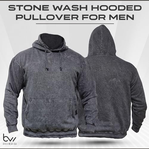 Men's Stonewash Casual Long sleeves Hoodie, Vintage Pullover Oversized Hoodie Sweatshirt with pocket2