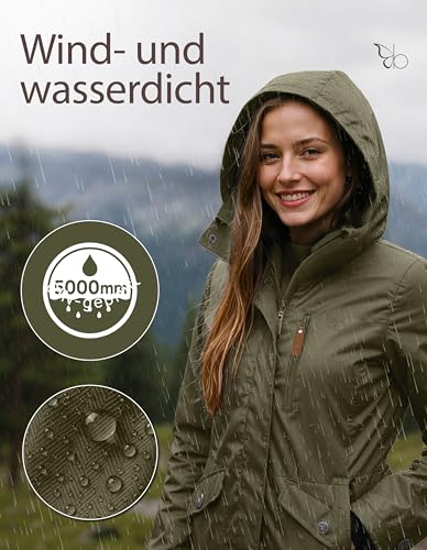 berydale Winterjacke Damen Parka I Warme Übergangsjacke Damen I Atmungsaktiv, Wind- und Wasserdicht I Wintermantel mit Thermowattierung