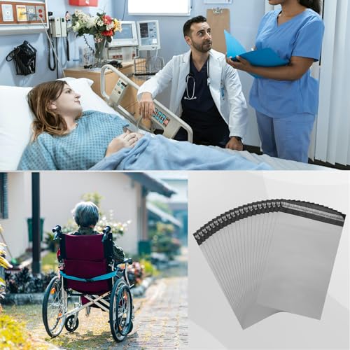 Image of 100 Pack Diaper Disposal Bags, Gray Disposable Incontinence Pad Bags 9.84 x 13.78inches, Adult Diapers Disposable Bags with Storage Bag for Adult Diapers, Incontinence Underwear