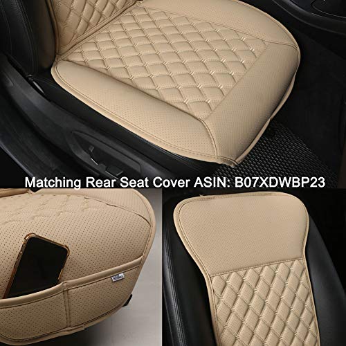 Black Panther 1 Pair Car Seat Covers, Luxury Car Protectors, Universal Anti-Slip Driver Seat Cover With Backrest,Diamond Pattern (Beige) #TOP2