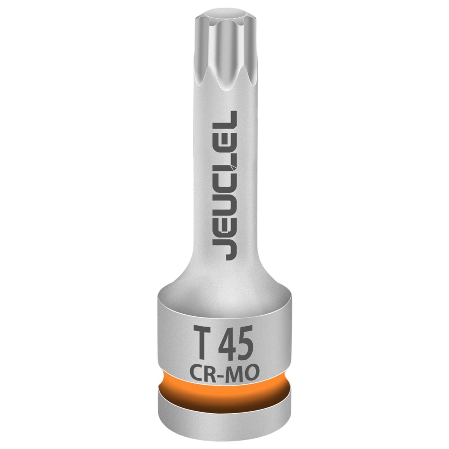 JEUCLEL T45 Torx Star 6 Point Impact Bit Socket, T45 1/2-Inch Square Drive 3-Inch Long Torx Socket, Cr-Mo Steel Lengthen Screwdriver Socket Adapter Tool