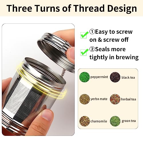 Econpon 2 Pack Loose Leaf Tea Strainer Fine Mesh, Stainless Steel Tea Infuser Large, Reusable Tea Steeper Bulk #TOP4