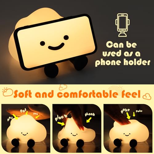 YISUN Cloud Night Light, Cute Silicone Nightlight for Baby Toddler, Rechargeable LED Nursery Lamp with Timer, 3 Level Dimmable Soft Squishy Night Lamp Gift for Bedroom Kids Room Decor - Image 5