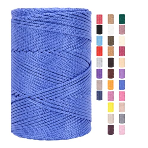 Hilo de Macramé de 3 mm x 225 m, Cuerda para Ganchillo y Cestas de Algodón y Poliéster, Textil Trenzado para Panadería (18,1 unidades)