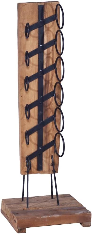 Estante para Vino de Madera Teak, 6 Botellas, 13.8x13.8x39.4 pulgadas