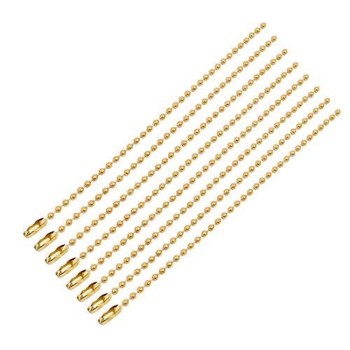 Aexit 8Pcs 2.4mm Lighting fixtures and controls Diameter Copper Beaded Connector Ball Key Chain Gold Tone 15cm Length