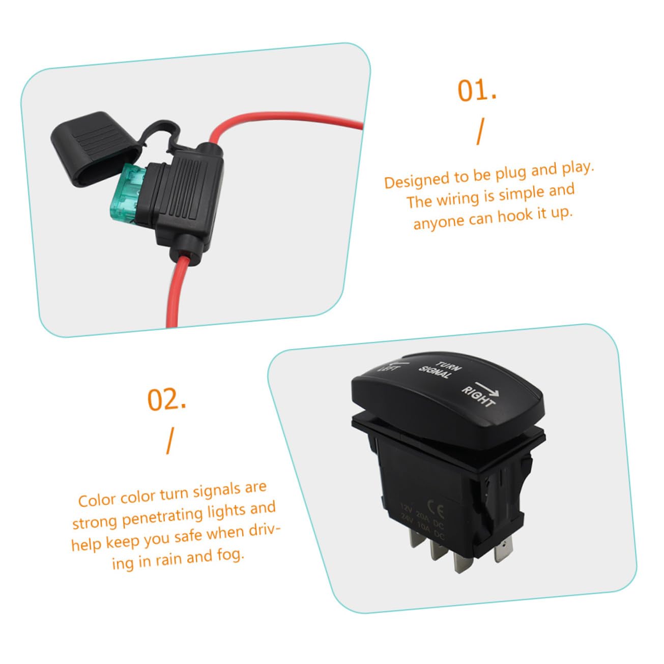 MAGICLULU Kit Faisceau Clignotants Utv Atv avec Interrupteur à Bascule Horizontal et Témoin LED Vert Accessoires Voiture Installation Facile pour Conduite Sécurisée Conditions Difficiles