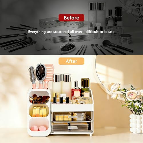 Makeup Organizer Countertop, Spacious Cosmetic Display Case with Makeup Brush Holder, Perf - image 4