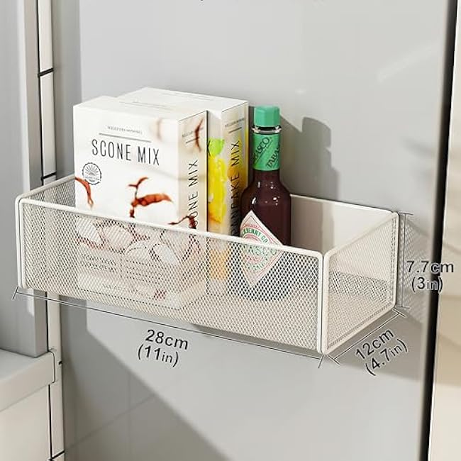 Magnetic Basket Organizer Holder for Fridge Magnetic Storage Bin Box Containers for Refrigerator Whiteboard Classroom (Large, Black)