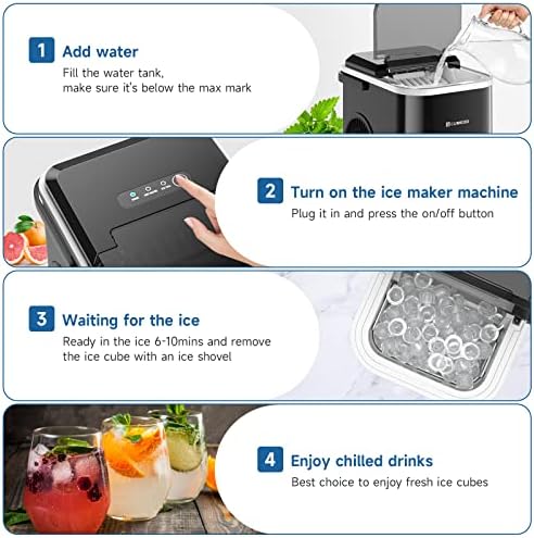 Bild 4 - Eiswürfelmaschine, 120W Eiswürfelbereiter 8 Eiswürfel in 8-10 Minuten, 12kg/24h, LED Display Ice Maker Machine mit Infrarotsensor & Selbstreinigung