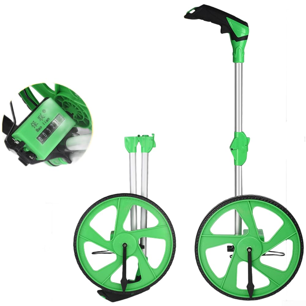 Rueda de medición digital de alta precisión para medición de carretera y tierra con mango plegable para constructores, agricultores y topógrafos, verde (verde)