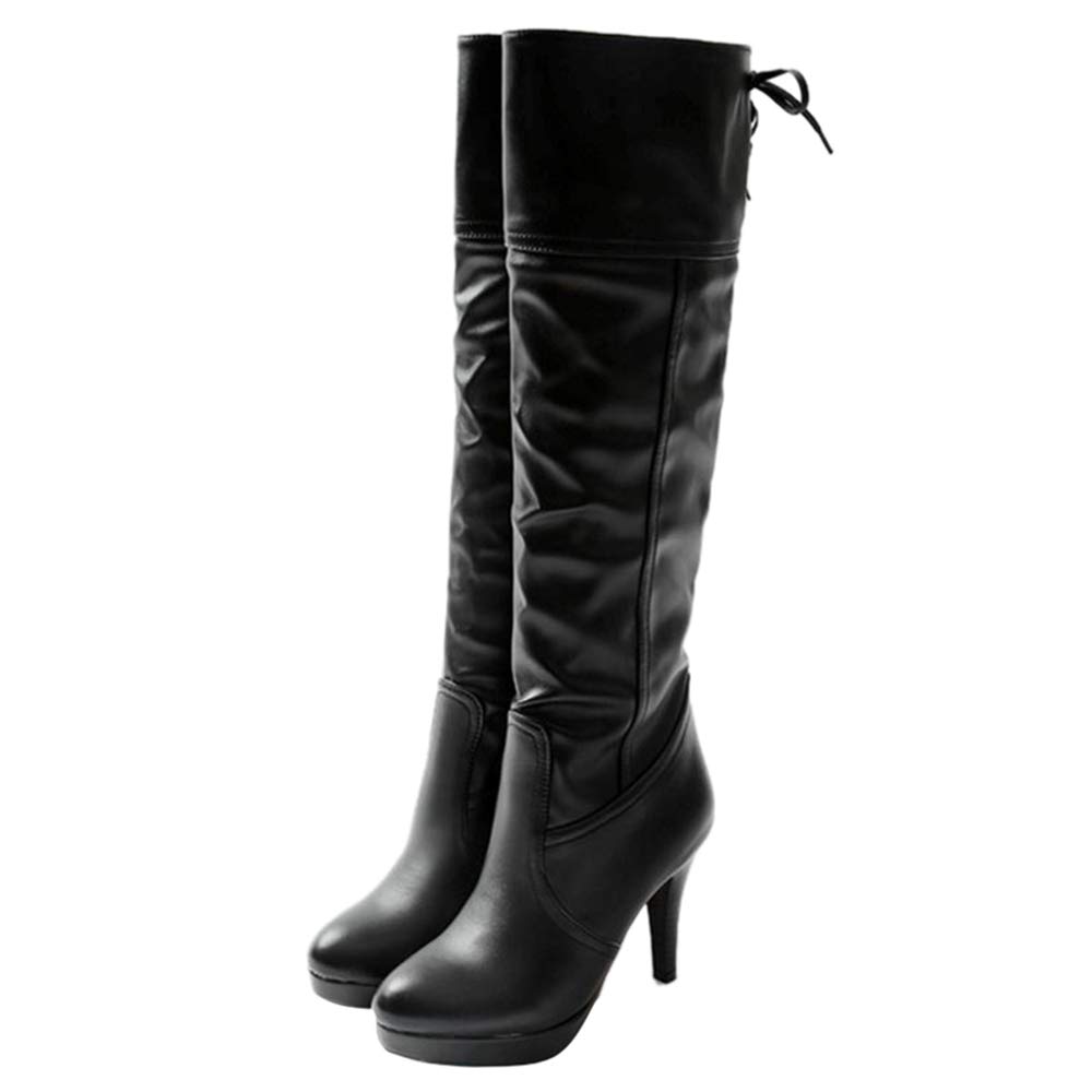 Damen Overknee Stiefel Plateau Stiletto 9,5cm