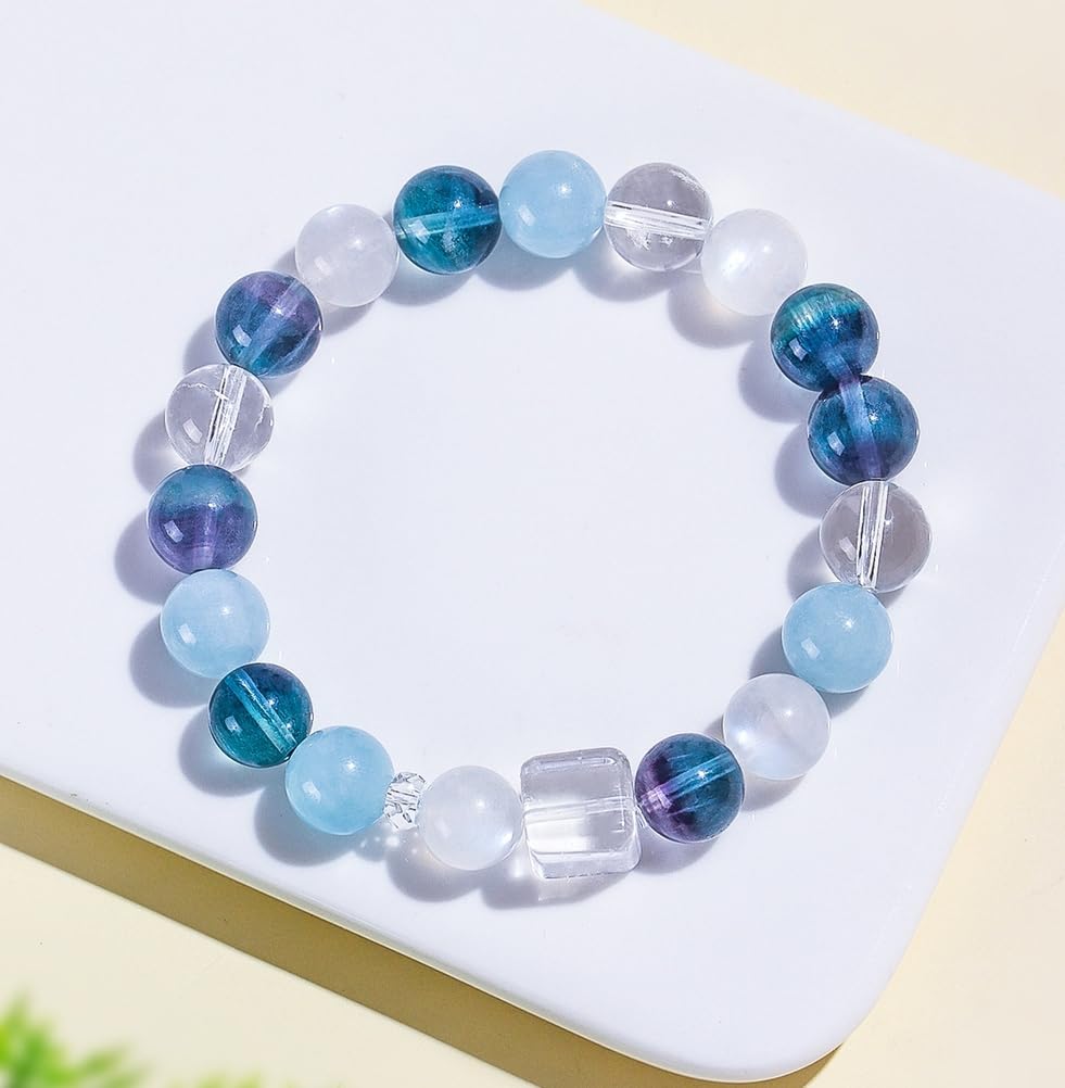 Pulsera de Cristal Natural Hecha a Mano para Mujer, joyería Espiritual de Alta Gama, Pulseras elásticas de Cuentas de Cristal para Ella, Regalo de cumpleaños para Madre e Hija